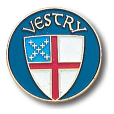 a blue and white badge with the words vestil on it