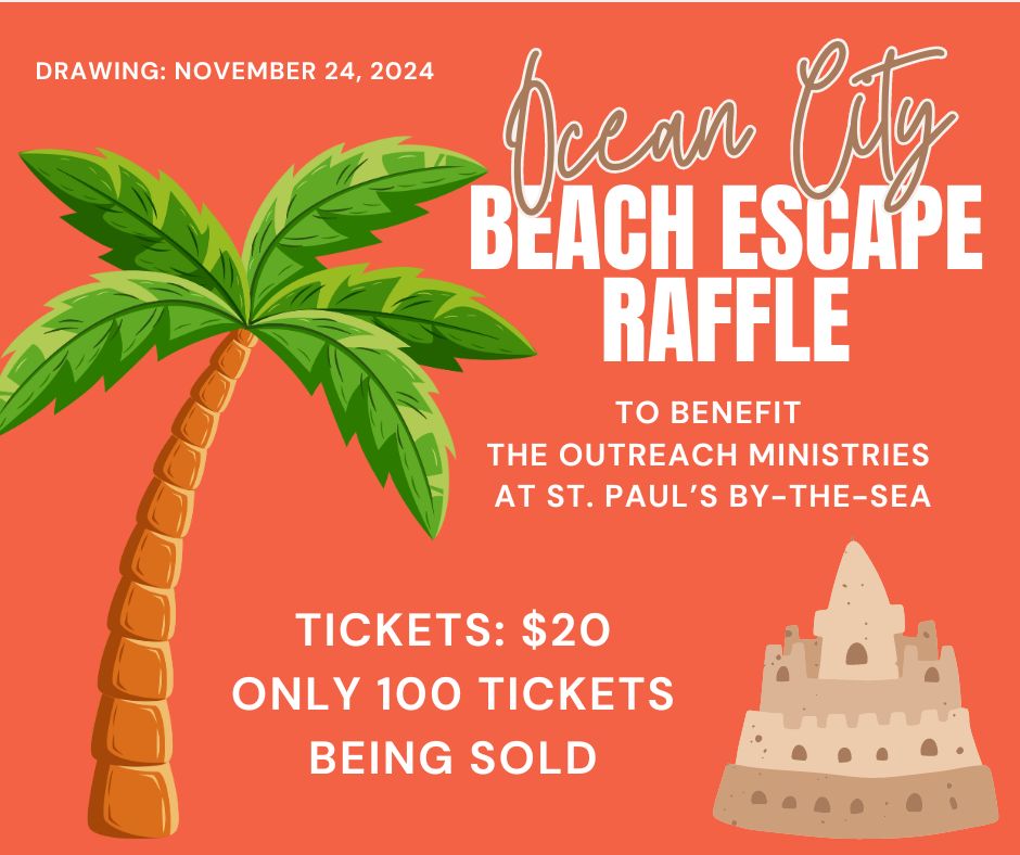 a poster advertising a beach escape raffle